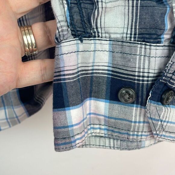 Wrangler Jeans Co Men's Plaid Cotton Casual Button-Up Shirt Blue Size XL - Picture 7 of 9